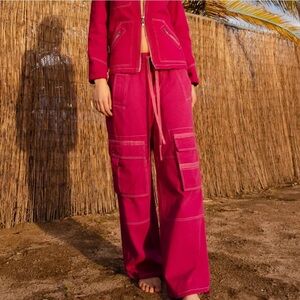 Hot Pink Nasty Gal Cargo Pants size 10 new with tags